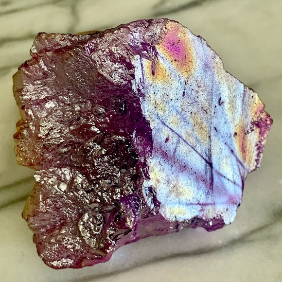 Yellow/Purple Aura Quartz Crystal - Picture 8 of 9